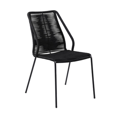Armen Living - Clip Indoor Outdoor Stackable Steel Dining Chair with Black Rope (Set of 2) - LCCPSIBL veiw 2