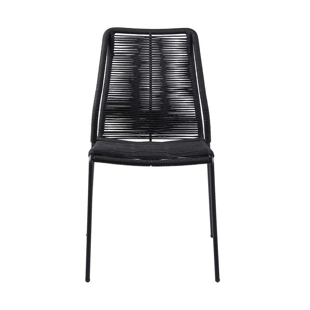 Armen Living - Clip Indoor Outdoor Stackable Steel Dining Chair with Black Rope (Set of 2) - LCCPSIBL veiw 4
