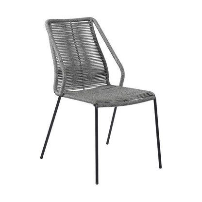 Armen Living - Clip Indoor Outdoor Stackable Steel Dining Chair with Grey Rope (Set of 2) - LCCPSIGRY veiw 2