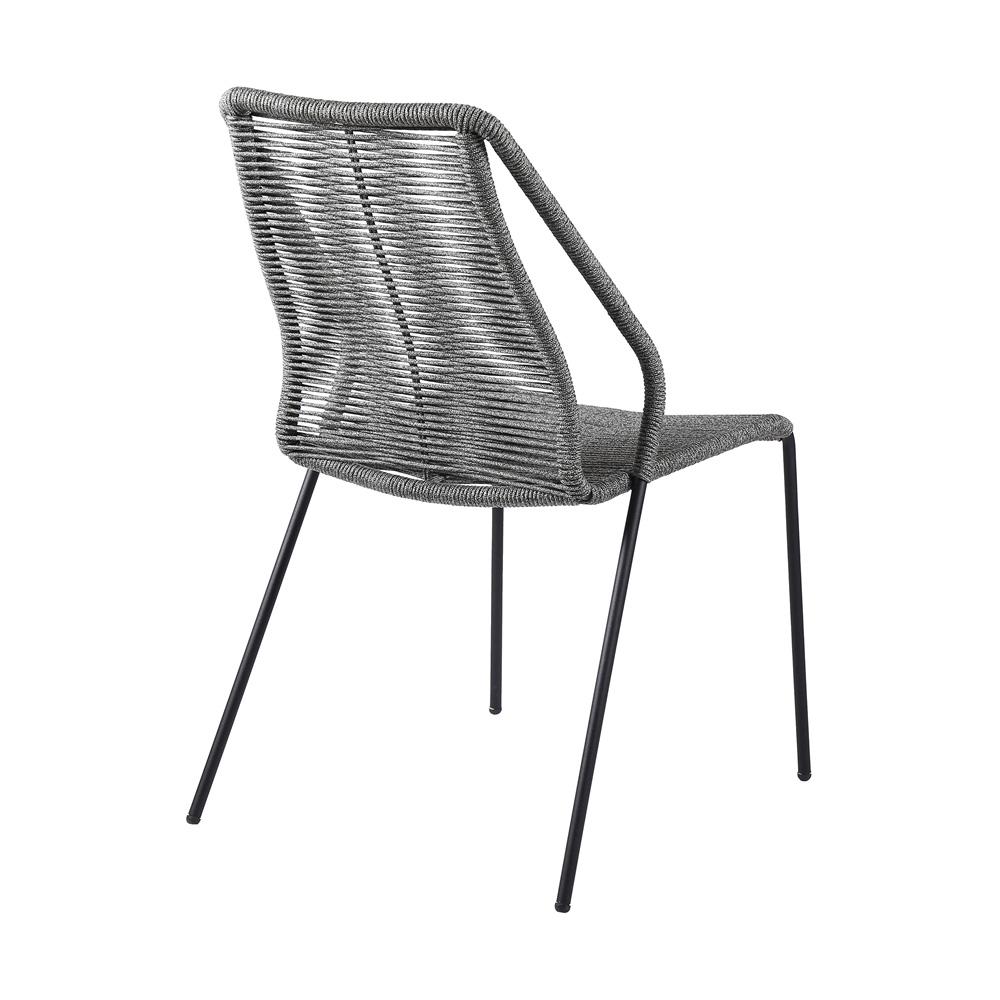 Armen Living - Clip Indoor Outdoor Stackable Steel Dining Chair with Grey Rope (Set of 2) - LCCPSIGRY veiw 3