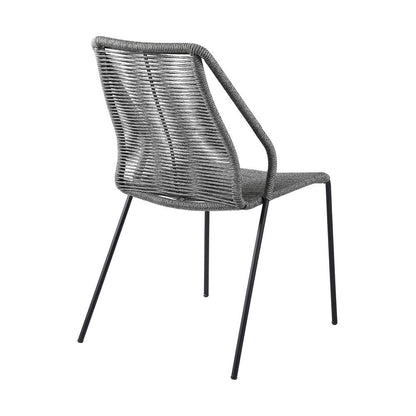 Armen Living - Clip Indoor Outdoor Stackable Steel Dining Chair with Grey Rope (Set of 2) - LCCPSIGRY veiw 3
