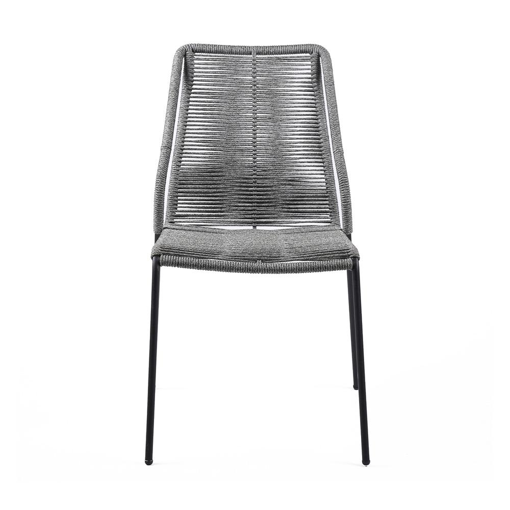 Armen Living - Clip Indoor Outdoor Stackable Steel Dining Chair with Grey Rope (Set of 2) - LCCPSIGRY veiw 4