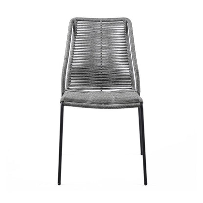 Armen Living - Clip Indoor Outdoor Stackable Steel Dining Chair with Grey Rope (Set of 2) - LCCPSIGRY veiw 4