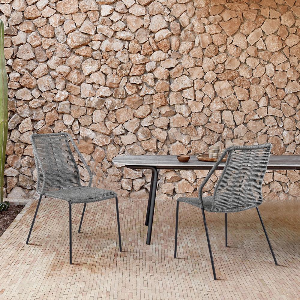 Armen Living - Clip Indoor Outdoor Stackable Steel Dining Chair with Grey Rope (Set of 2) - LCCPSIGRY veiw 9