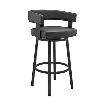 Armen Living - Cohen 26in Counter Height Swivel Bar Stool in Black Finish and Black Faux Leather - 721535761920 veiw 1