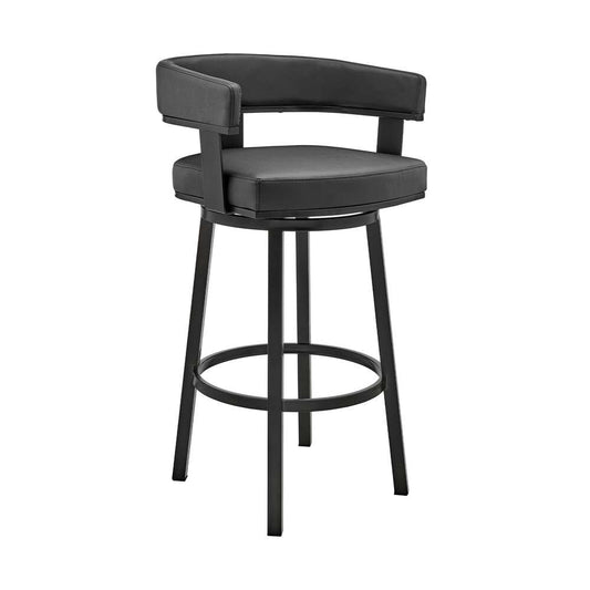 Armen Living - Cohen 26in Counter Height Swivel Bar Stool in Black Finish and Black Faux Leather - 721535761920 veiw 1