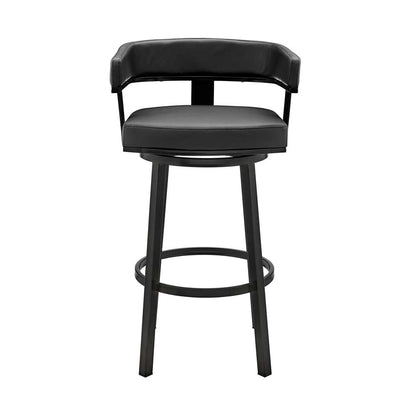 Armen Living - Cohen 26in Counter Height Swivel Bar Stool in Black Finish and Black Faux Leather - 721535761920 veiw 2