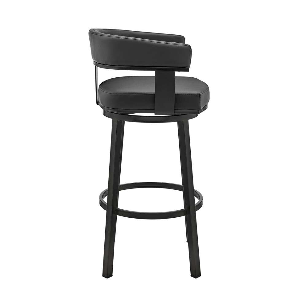 Armen Living - Cohen 26in Counter Height Swivel Bar Stool in Black Finish and Black Faux Leather - 721535761920 veiw 3