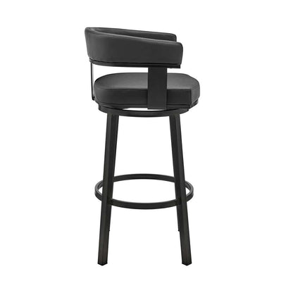 Armen Living - Cohen 26in Counter Height Swivel Bar Stool in Black Finish and Black Faux Leather - 721535761920 veiw 3