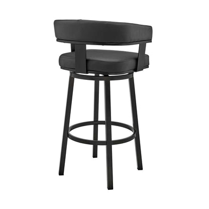 Armen Living - Cohen 26in Counter Height Swivel Bar Stool in Black Finish and Black Faux Leather - 721535761920 veiw 4