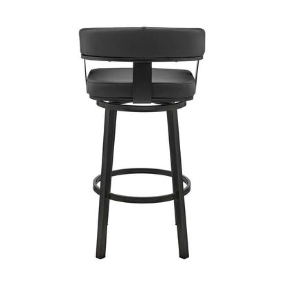 Armen Living - Cohen 26in Counter Height Swivel Bar Stool in Black Finish and Black Faux Leather - 721535761920 veiw 5