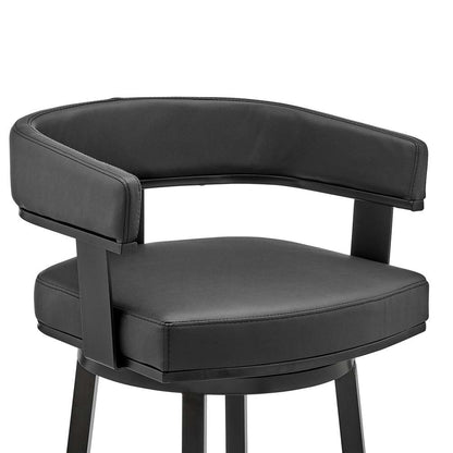 Armen Living - Cohen 26in Counter Height Swivel Bar Stool in Black Finish and Black Faux Leather - 721535761920 veiw 6