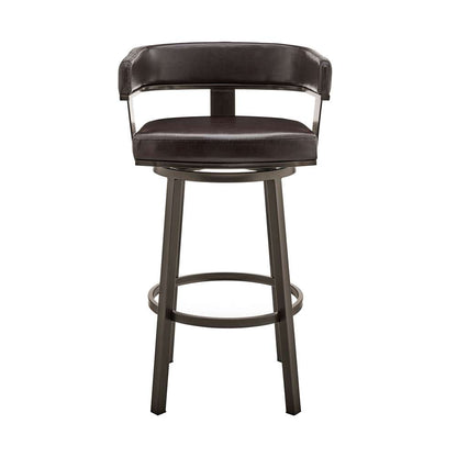 Armen Living - Cohen 26in Counter Height Swivel Bar Stool in Java Brown Finish and Chocolate Faux Leather - 721535761944 veiw 2
