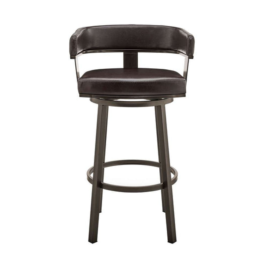 Armen Living - Cohen 26in Counter Height Swivel Bar Stool in Java Brown Finish and Chocolate Faux Leather - 721535761944 veiw 2