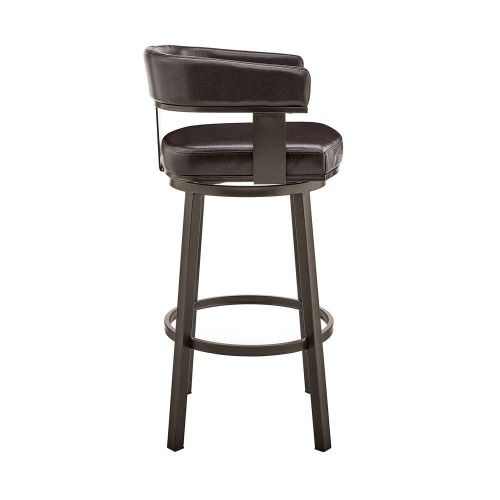 Armen Living - Cohen 26in Counter Height Swivel Bar Stool in Java Brown Finish and Chocolate Faux Leather - 721535761944 veiw 3