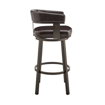 Armen Living - Cohen 26in Counter Height Swivel Bar Stool in Java Brown Finish and Chocolate Faux Leather - 721535761944 veiw 3