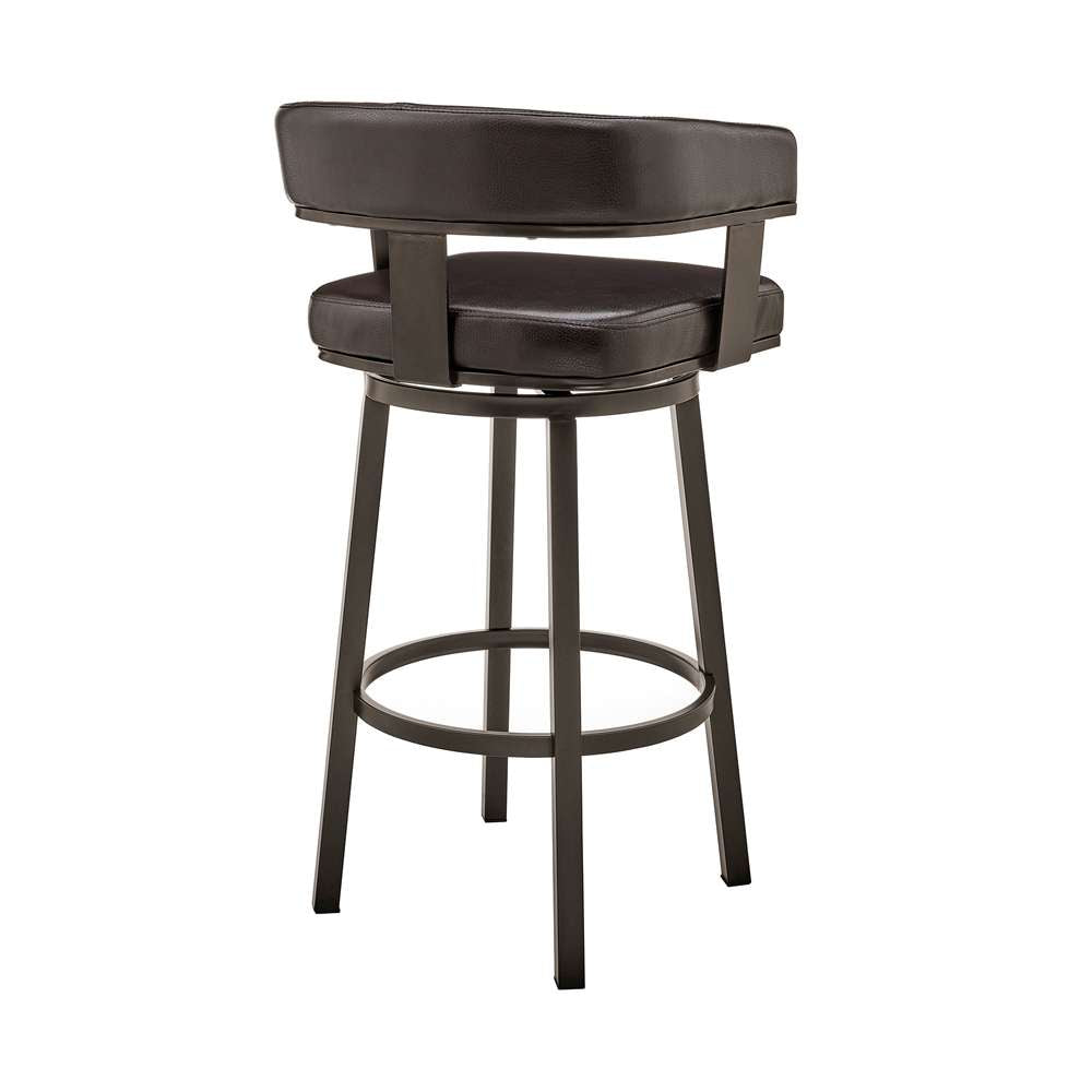Armen Living - Cohen 26in Counter Height Swivel Bar Stool in Java Brown Finish and Chocolate Faux Leather - 721535761944 veiw 4