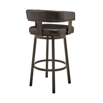 Armen Living - Cohen 26in Counter Height Swivel Bar Stool in Java Brown Finish and Chocolate Faux Leather - 721535761944 veiw 4