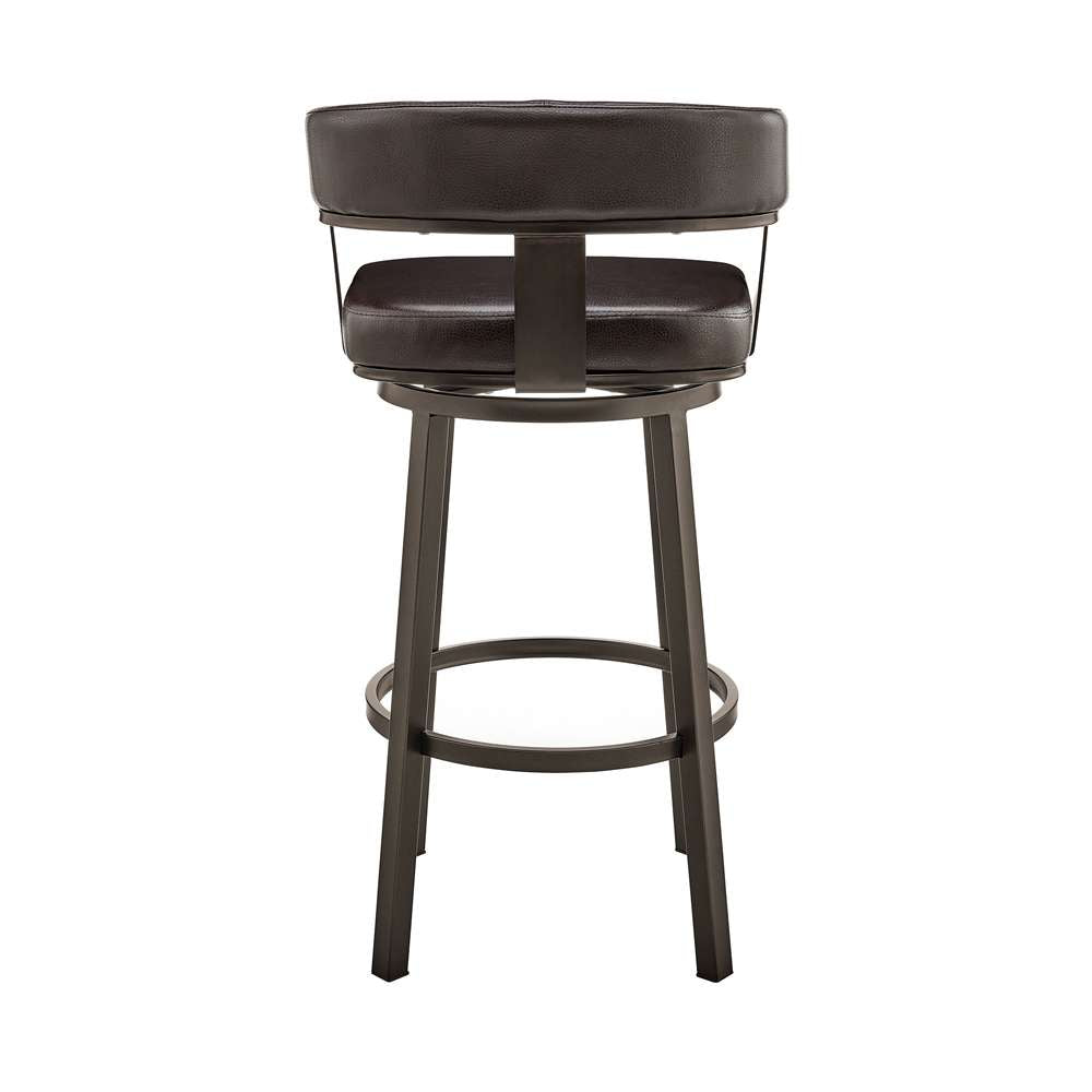 Armen Living - Cohen 26in Counter Height Swivel Bar Stool in Java Brown Finish and Chocolate Faux Leather - 721535761944 veiw 5