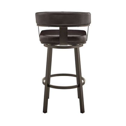 Armen Living - Cohen 26in Counter Height Swivel Bar Stool in Java Brown Finish and Chocolate Faux Leather - 721535761944 veiw 5
