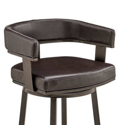 Armen Living - Cohen 26in Counter Height Swivel Bar Stool in Java Brown Finish and Chocolate Faux Leather - 721535761944 veiw 6
