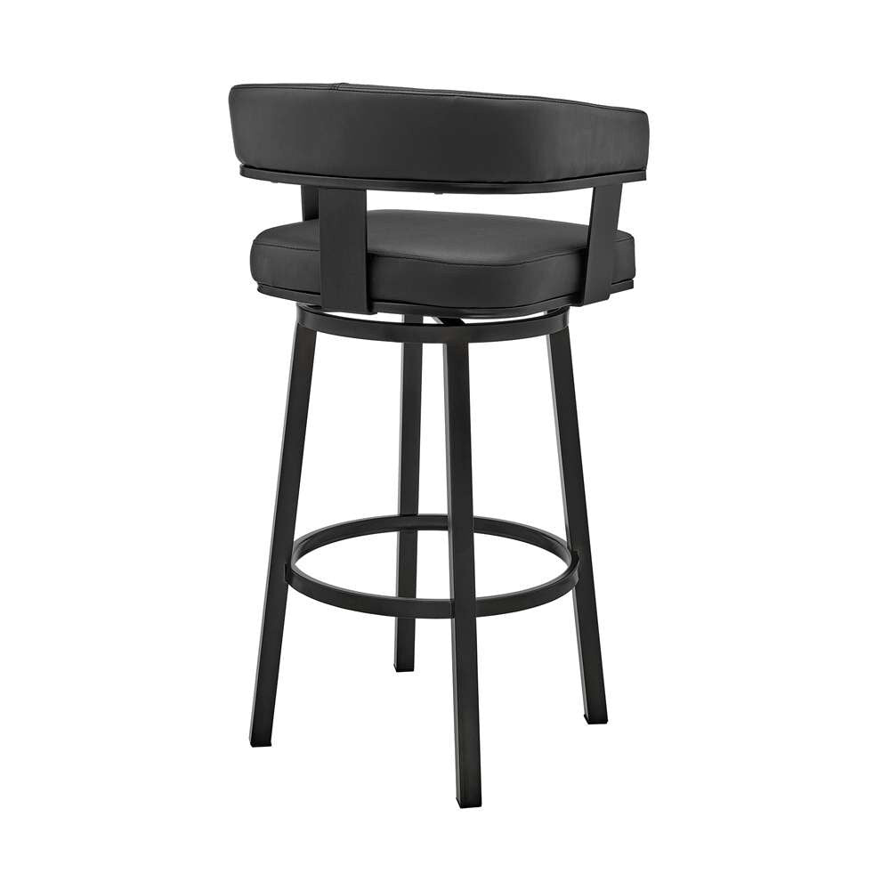 Armen Living - Cohen 30in Bar Height Swivel Bar Stool in Black Finish and Black Faux Leather - 721535761937 veiw 4