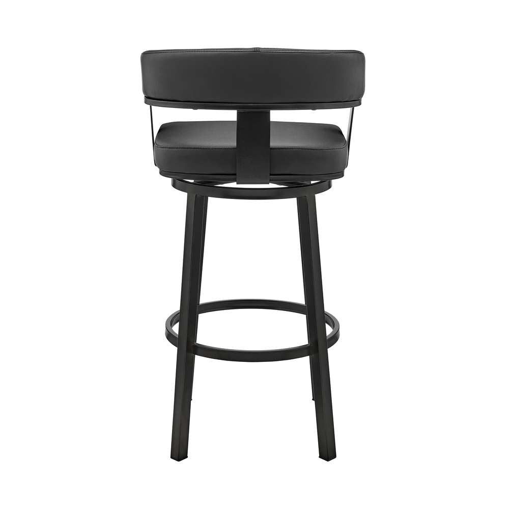Armen Living - Cohen 30in Bar Height Swivel Bar Stool in Black Finish and Black Faux Leather - 721535761937 veiw 5