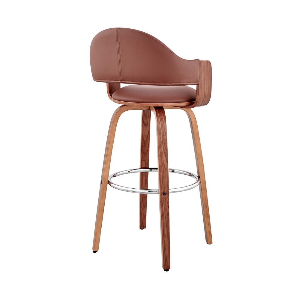 Armen Living - Daxton 26in Brown Faux Leather and Walnut Wood Bar Stool - LCDXBAWABR26 veiw 4
