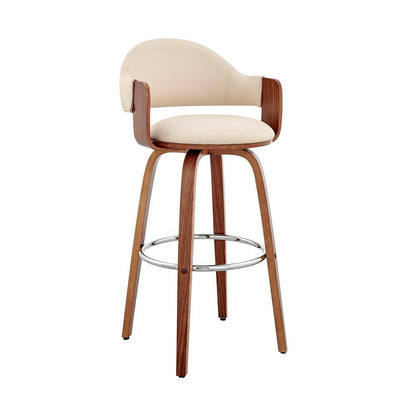 Armen Living - Daxton 26in Cream Faux Leather and Walnut Wood Bar Stool - LCDXBAWACR26 veiw 1