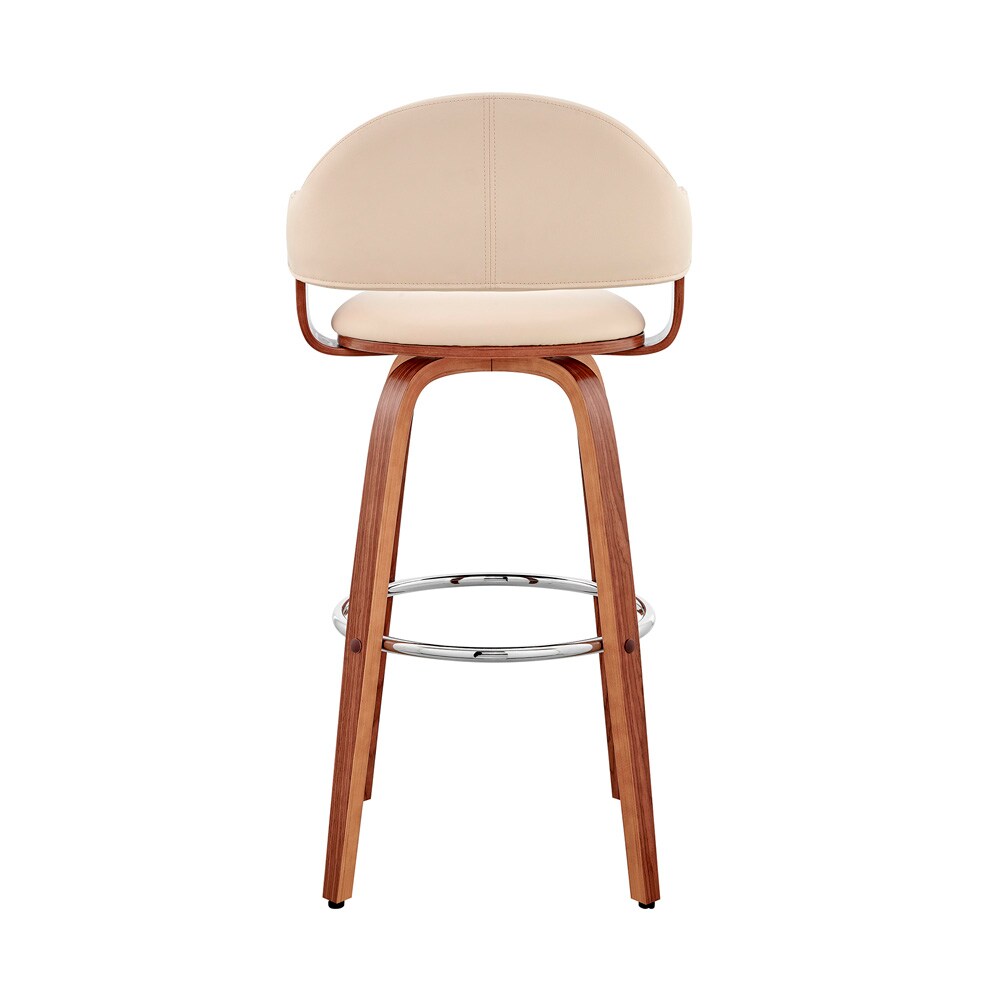 Armen Living - Daxton 26in Cream Faux Leather and Walnut Wood Bar Stool - LCDXBAWACR26 veiw 5