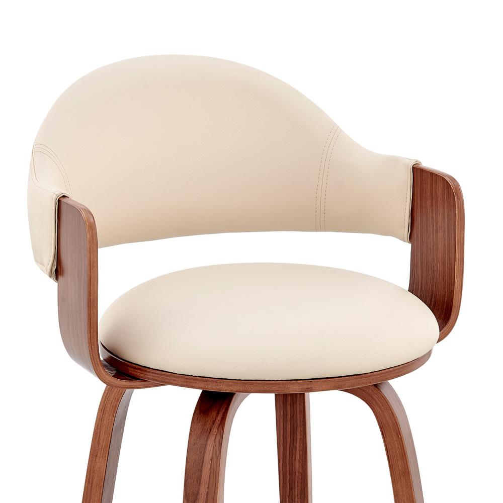 Armen Living - Daxton 26in Cream Faux Leather and Walnut Wood Bar Stool - LCDXBAWACR26 veiw 6