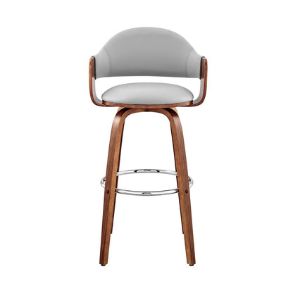 Armen Living - Daxton 26in Gray Faux Leather and Walnut Wood Bar Stool - LCDXBAWAGR26 veiw 2