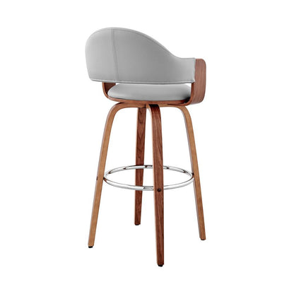 Armen Living - Daxton 26in Gray Faux Leather and Walnut Wood Bar Stool - LCDXBAWAGR26 veiw 4