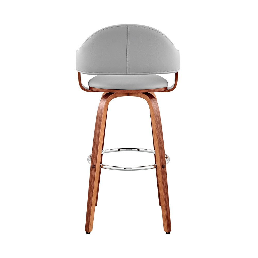 Armen Living - Daxton 26in Gray Faux Leather and Walnut Wood Bar Stool - LCDXBAWAGR26 veiw 5