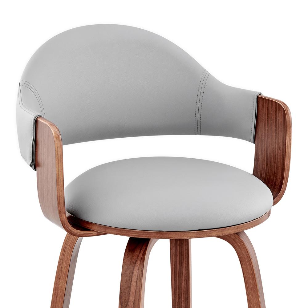 Armen Living - Daxton 26in Gray Faux Leather and Walnut Wood Bar Stool - LCDXBAWAGR26 veiw 6