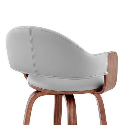 Armen Living - Daxton 26in Gray Faux Leather and Walnut Wood Bar Stool - LCDXBAWAGR26 veiw 7