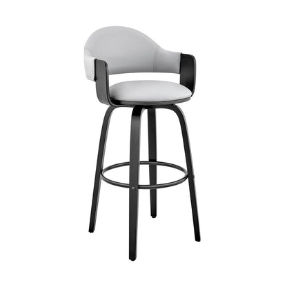 Armen Living - Daxton 26in Gray Faux Leather and Black Wood Bar Stool - LCDXBABLGR26 veiw 1