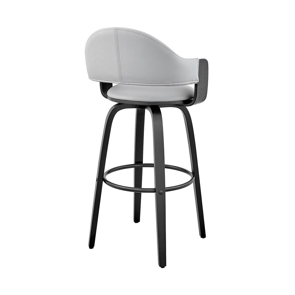 Armen Living - Daxton 26in Gray Faux Leather and Black Wood Bar Stool - LCDXBABLGR26 veiw 4