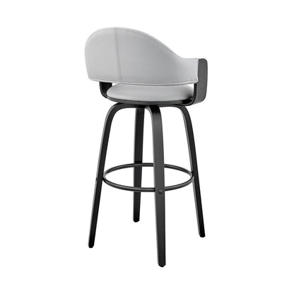 Armen Living - Daxton 26in Gray Faux Leather and Black Wood Bar Stool - LCDXBABLGR26 veiw 4