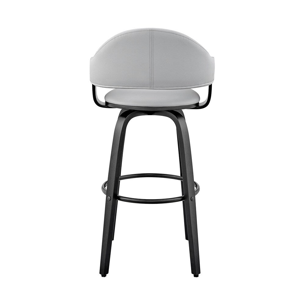 Armen Living - Daxton 26in Gray Faux Leather and Black Wood Bar Stool - LCDXBABLGR26 veiw 5