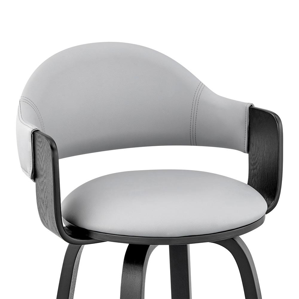 Armen Living - Daxton 26in Gray Faux Leather and Black Wood Bar Stool - LCDXBABLGR26 veiw 6