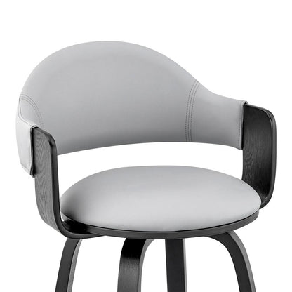 Armen Living - Daxton 26in Gray Faux Leather and Black Wood Bar Stool - LCDXBABLGR26 veiw 6