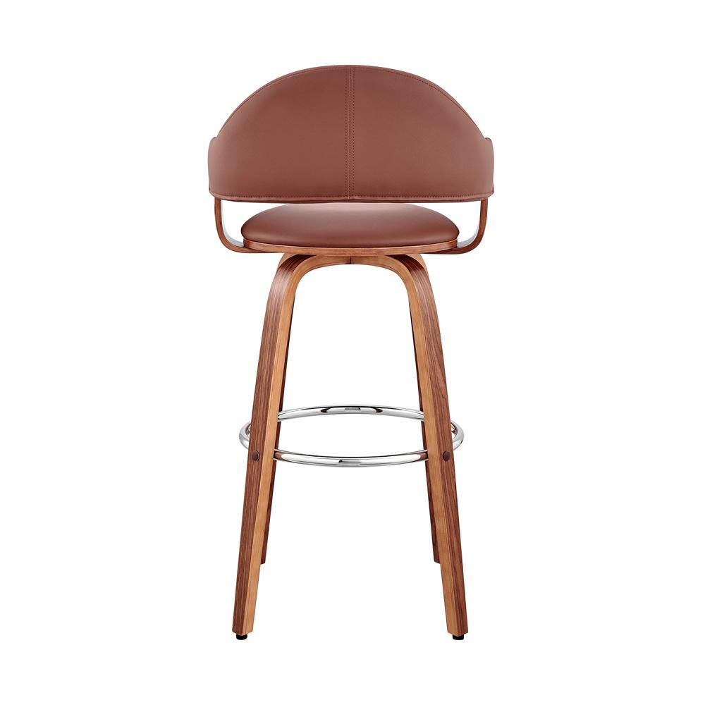 Armen Living - Daxton 30in Brown Faux Leather and Walnut Wood Bar Stool - LCDXBAWABR30 veiw 5