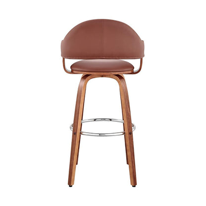 Armen Living - Daxton 30in Brown Faux Leather and Walnut Wood Bar Stool - LCDXBAWABR30 veiw 5