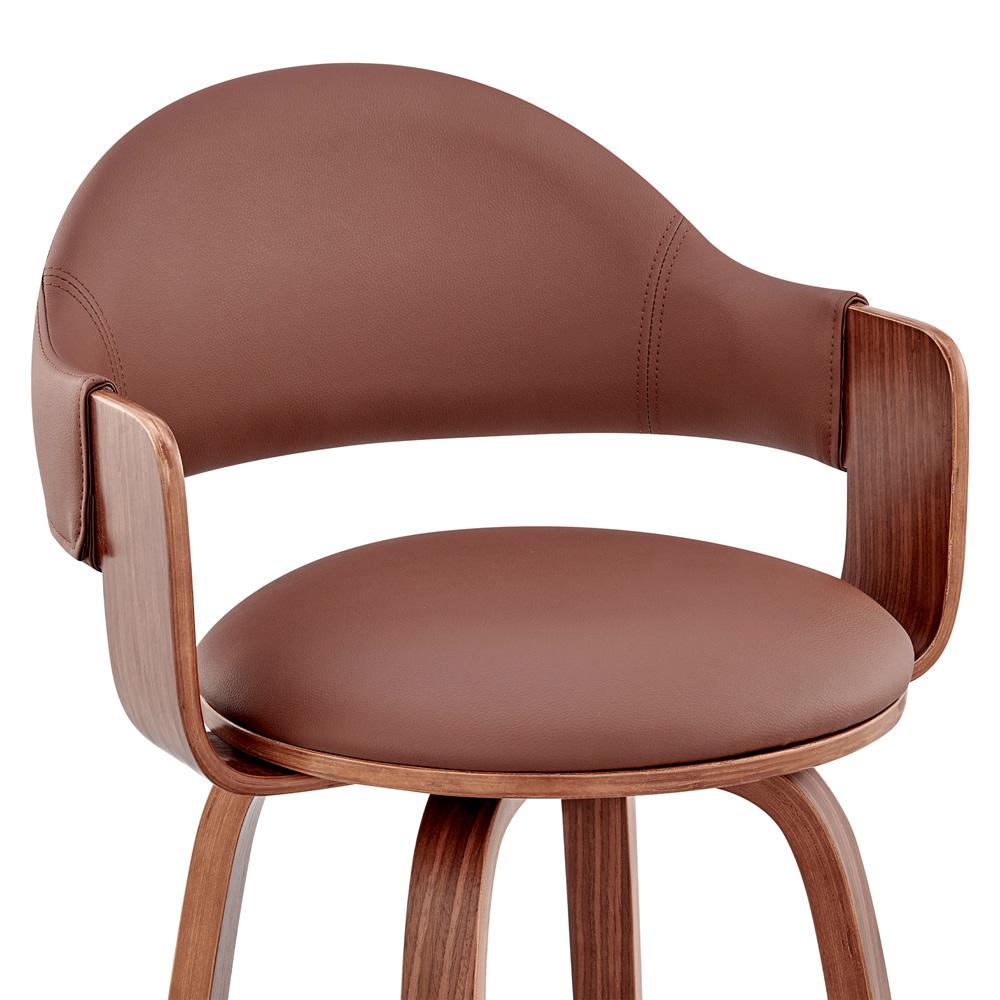 Armen Living - Daxton 30in Brown Faux Leather and Walnut Wood Bar Stool - LCDXBAWABR30 veiw 6