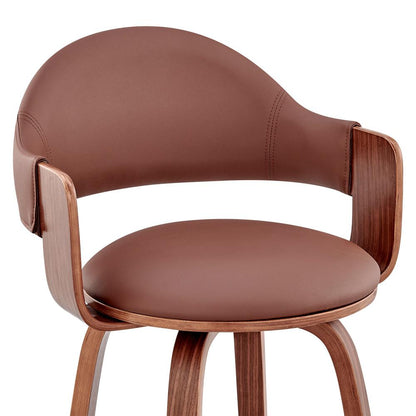Armen Living - Daxton 30in Brown Faux Leather and Walnut Wood Bar Stool - LCDXBAWABR30 veiw 6