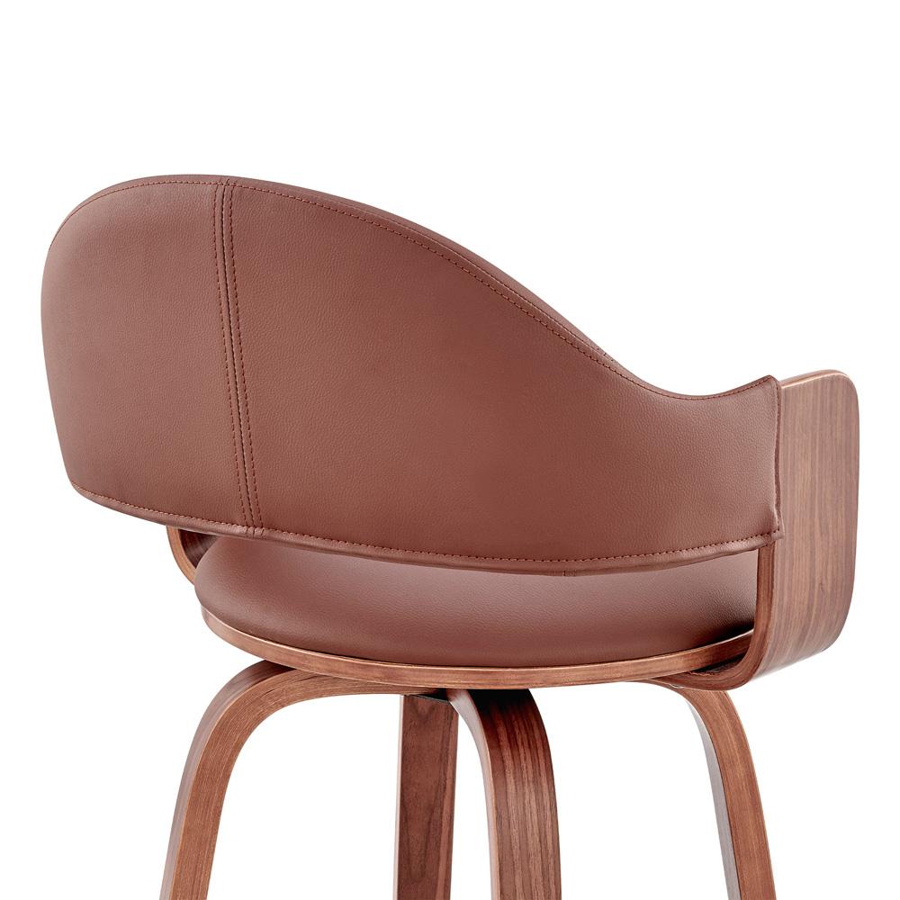 Armen Living - Daxton 30in Brown Faux Leather and Walnut Wood Bar Stool - LCDXBAWABR30 veiw 7