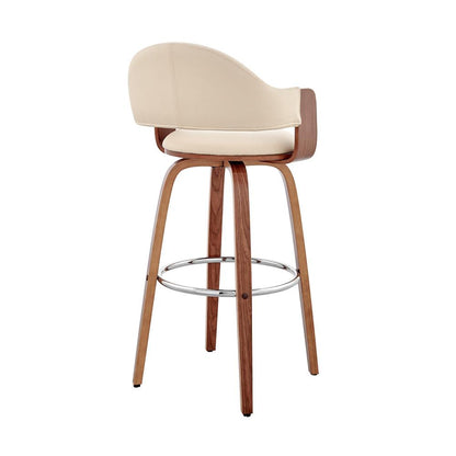 Armen Living - Daxton 30in Cream Faux Leather and Walnut Wood Bar Stool - LCDXBAWACR30 veiw 4