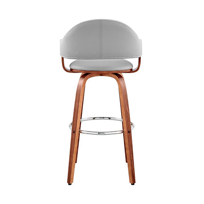Armen Living - Daxton 30in Gray Faux Leather and Walnut Wood Bar Stool - LCDXBAWAGR30 veiw 5