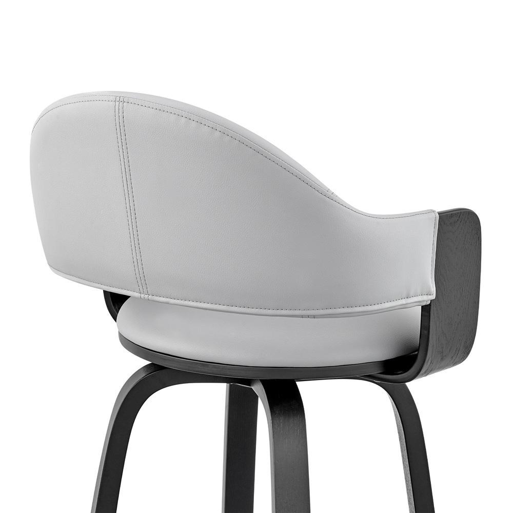Armen Living - Daxton 30in Gray Faux Leather and Black Wood Bar Stool - LCDXBABLGR30 veiw 7